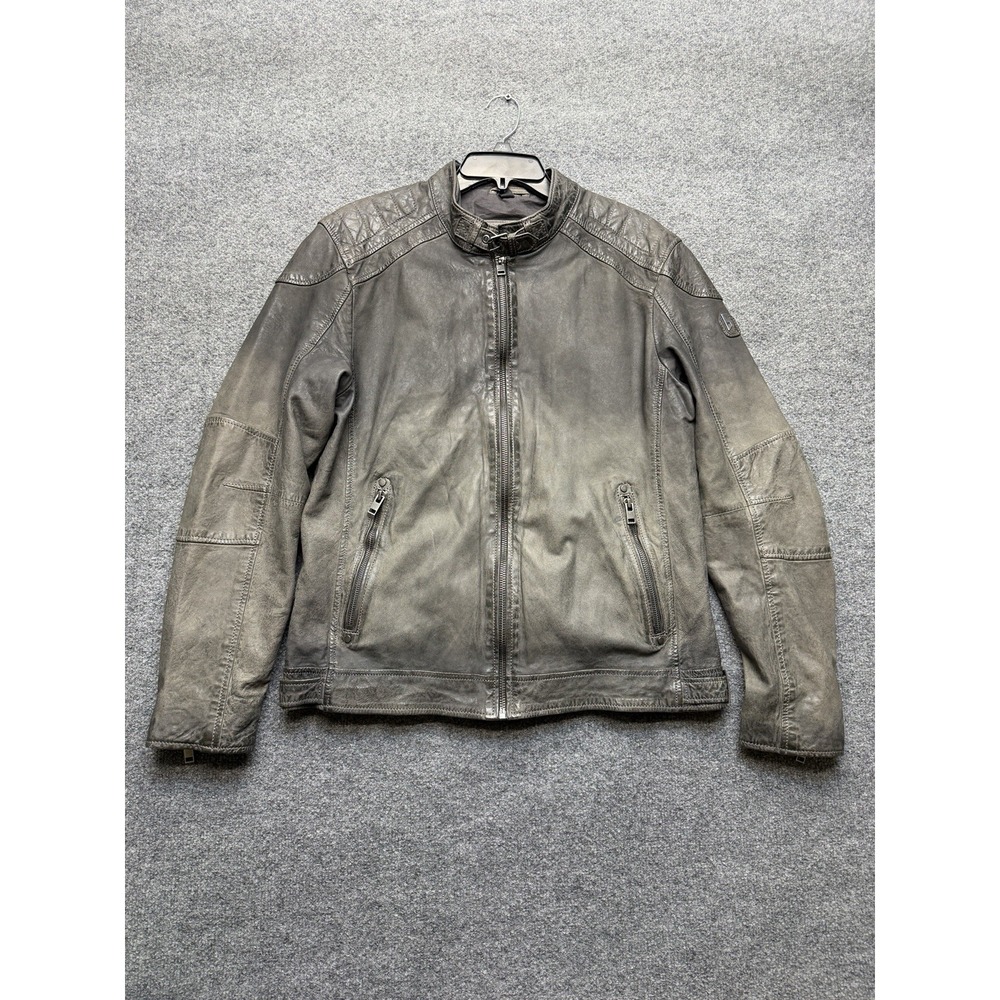 mauritius lamb Leather Motorcycle Jacket Size Large Y2K Biker‎